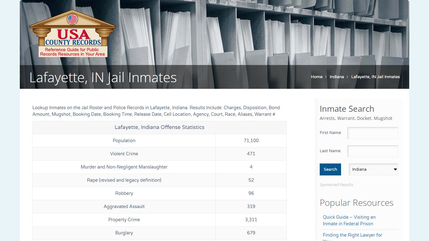 Lafayette, IN Jail Inmates | Name Search